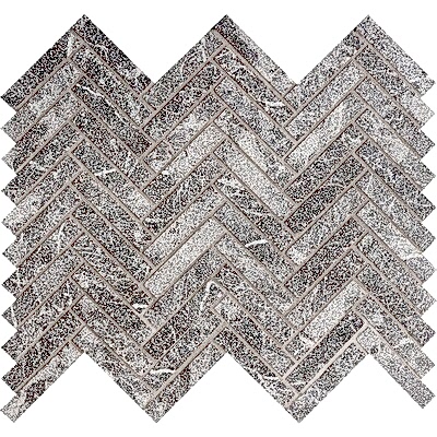 Iris Black Textured Herringbone 5/8×3 Marble Mosaic 10 7/16×12 13/16