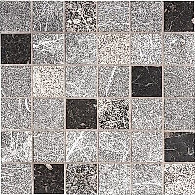 Iris Black Textured 2×2 Marble Mosaic 12×12