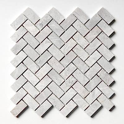 Avalanche Honed Herringbone 1×2 Marble Mosaic 12 1/8×13 3/8