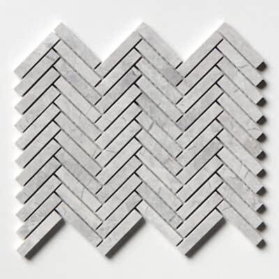Avalanche Honed Herringbone 5/8×3 Marble Mosaic 10 7/16×12 13/16