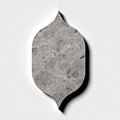 Gümüş Gölge Honlanmış Gotik Arabesk Su Jeti Mermer Fayans 4 7/8×8 13/16