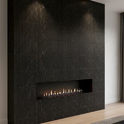 Iris Black Honed Thin Fluted Marble Accent Tiles 18×36 (ML01042)