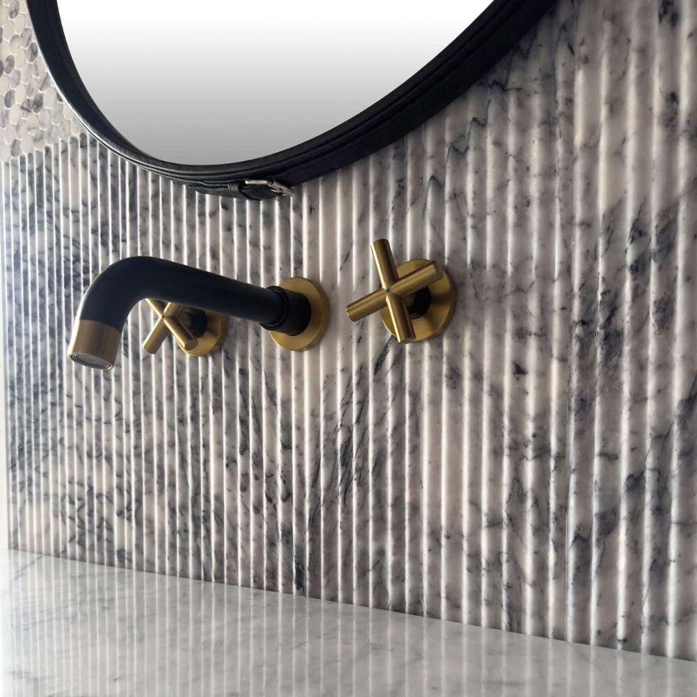 Lilac Honed Thin Fluted Marble Accent Tiles