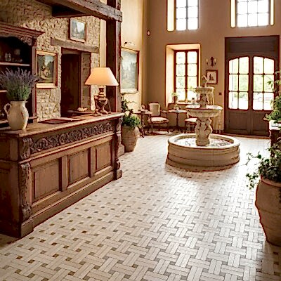 Papyrus Honed Diagonal Basket Weave Limestone Mosaic 13 3/16×13 3/16 (MS02611)