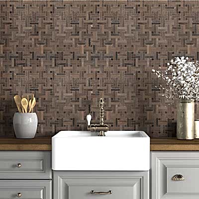 Douz Honed Diagonal Basket Weave Limestone Mosaic 13 3/16×13 3/16 (MS02617)