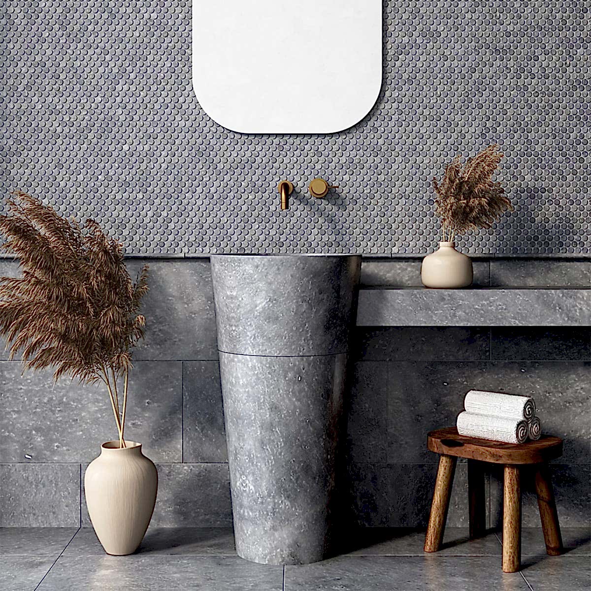 Iris Black Honed Oasis Marble Sink